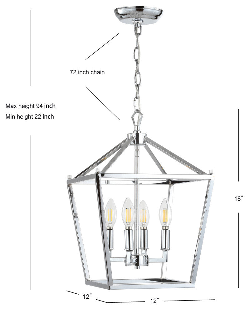 Pagoda Lantern Metal LED Pendant, Chrome, 12"