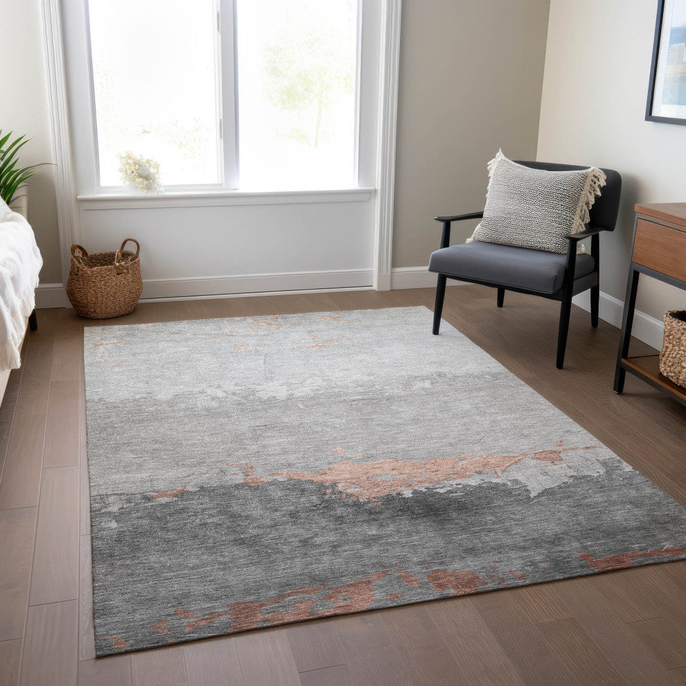 Machine Washable Indoor/Outdoor Chantille ACN1885 Salmon 10' x 14' Rug