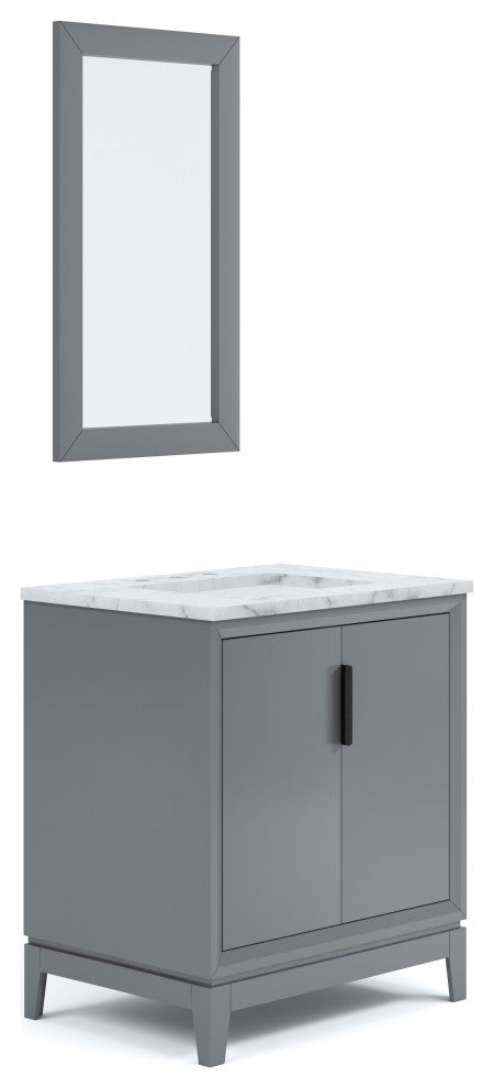 Elizabeth 30" Single Sink Carrara White Marble Vanity, Cashmere Gray