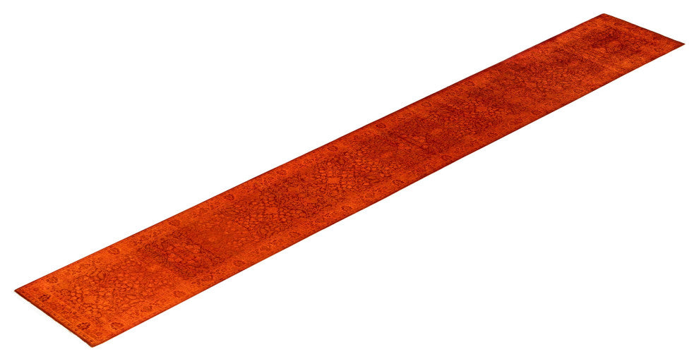 Overdyed One-of-a-Kind Hand-Knotted Area Rug Orange, 2' 5" x 17' 10"