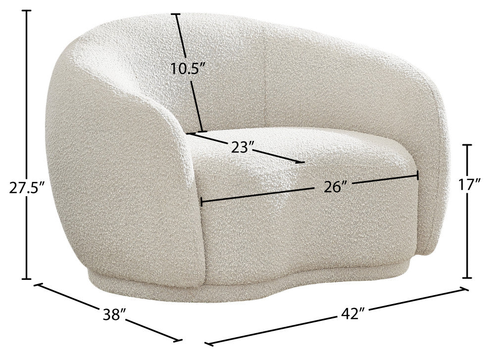Hyde Boucle Fabric Upholstered, Cream, Chair