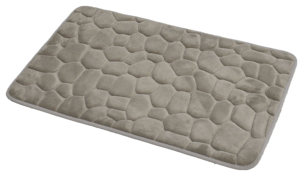 Bathroom Rug Memory Foam Mat 3D Pebble , Taupe, 32" X 20"