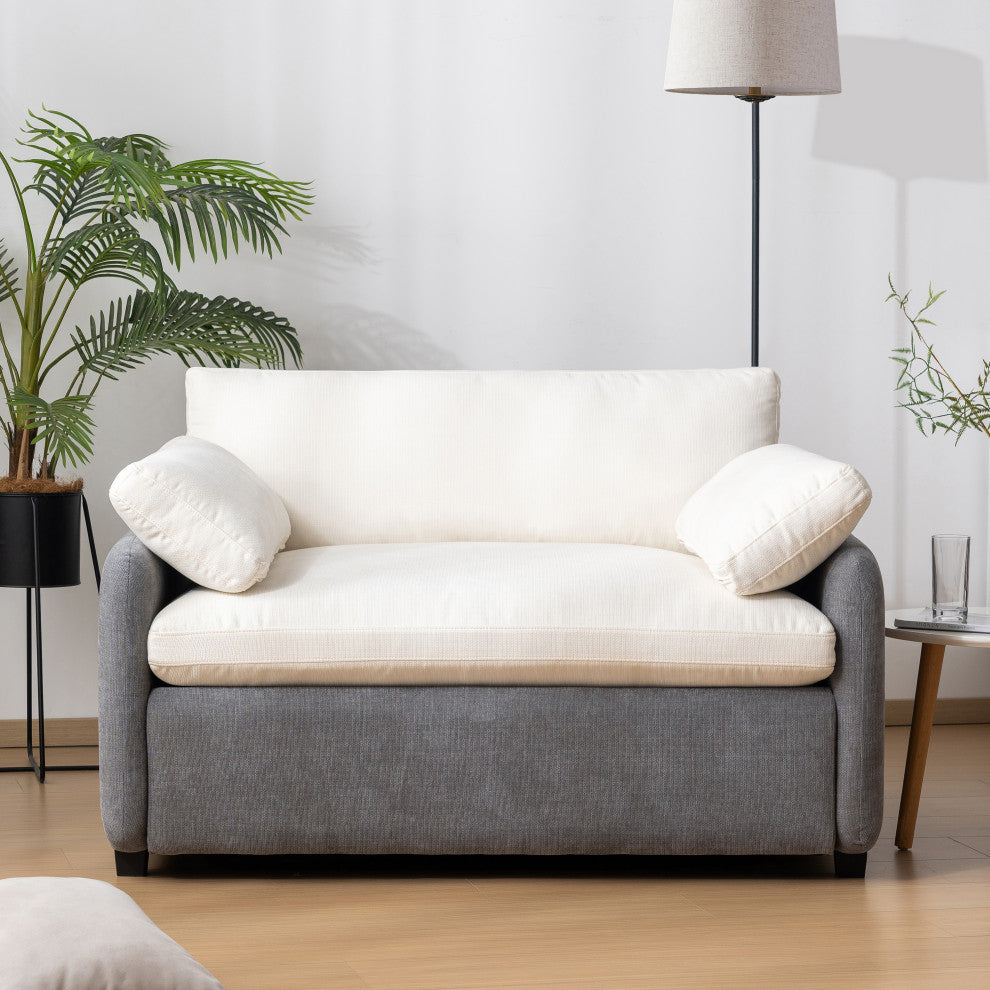 GDF Studio Oversized Chenille Upholstered Accent Armchair With Pillows, Gray