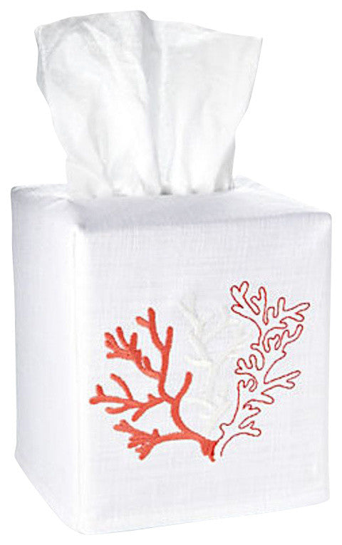 Coral Tissue Box Cover, Coral Stitching
