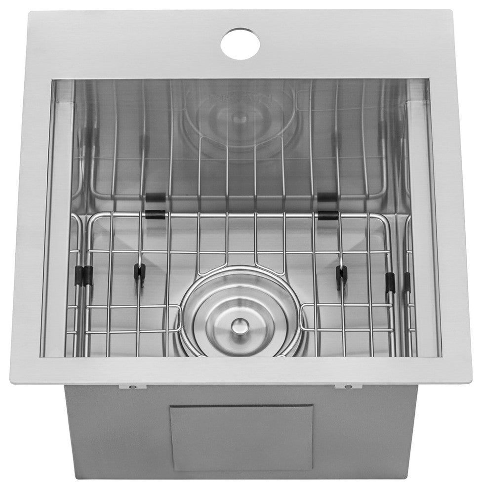 Ruvati 15" Workstation Drop-in Bar Prep RV Sink Stainless Steel, RVH8215