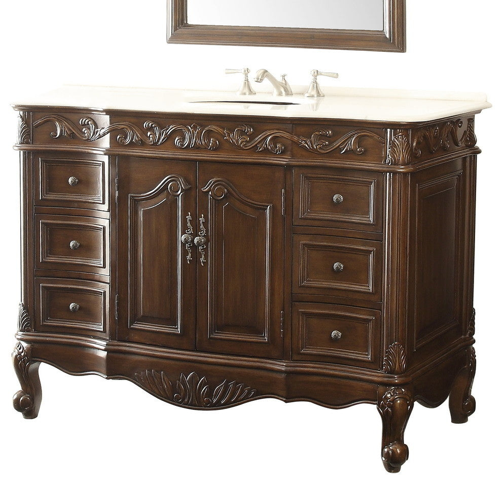 48" White Top Classic Design Beckham Bathroom Vanity