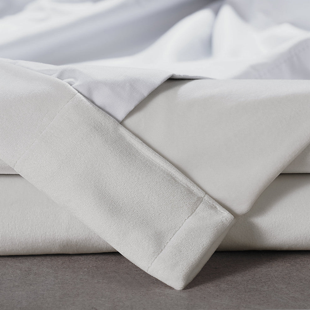 Signature Plush Velvet Blackout Curtain Single Panel, Misty White, 50"w X 96"l