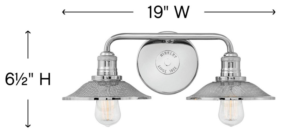 Hinkley Rigby Small Two Light Vanity, Polished Nickel
