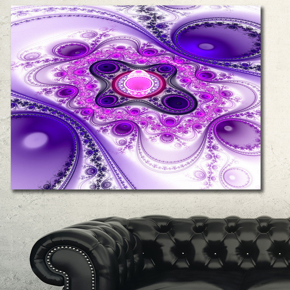 Purple Wavy Curves and Circles, Abstract Canvas Art Print, 40x30