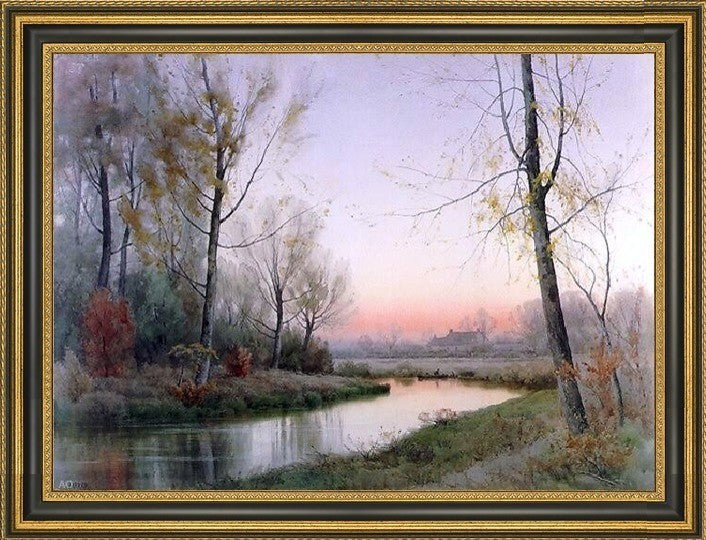 Henry Farrer Evening Along the River Framed Premium Canvas Print, 16"x24"