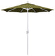 7.5' Matted White Push-Button Tilt Crank Aluminum Umbrella, Palm Pacifica