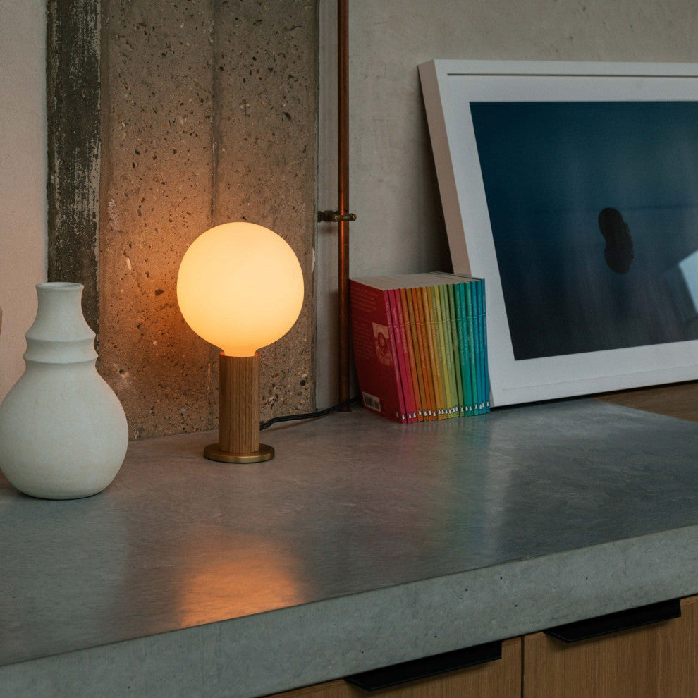 Walnut Knuckle Table Lamp With Sphere IV
