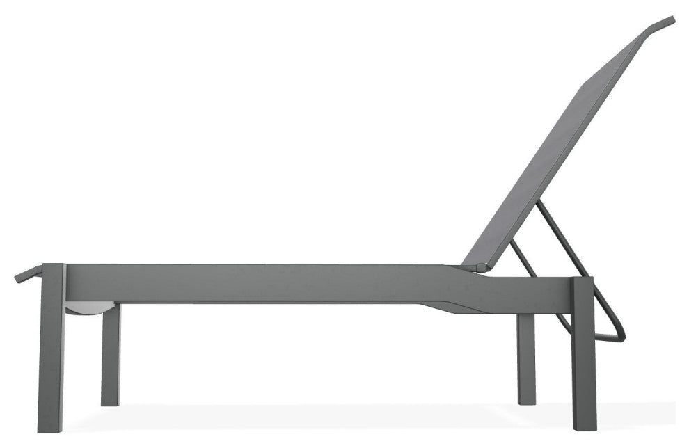 Leeward Sling Stackable Outdoor Chaise Lounge, Augustine Pewter/Graphite