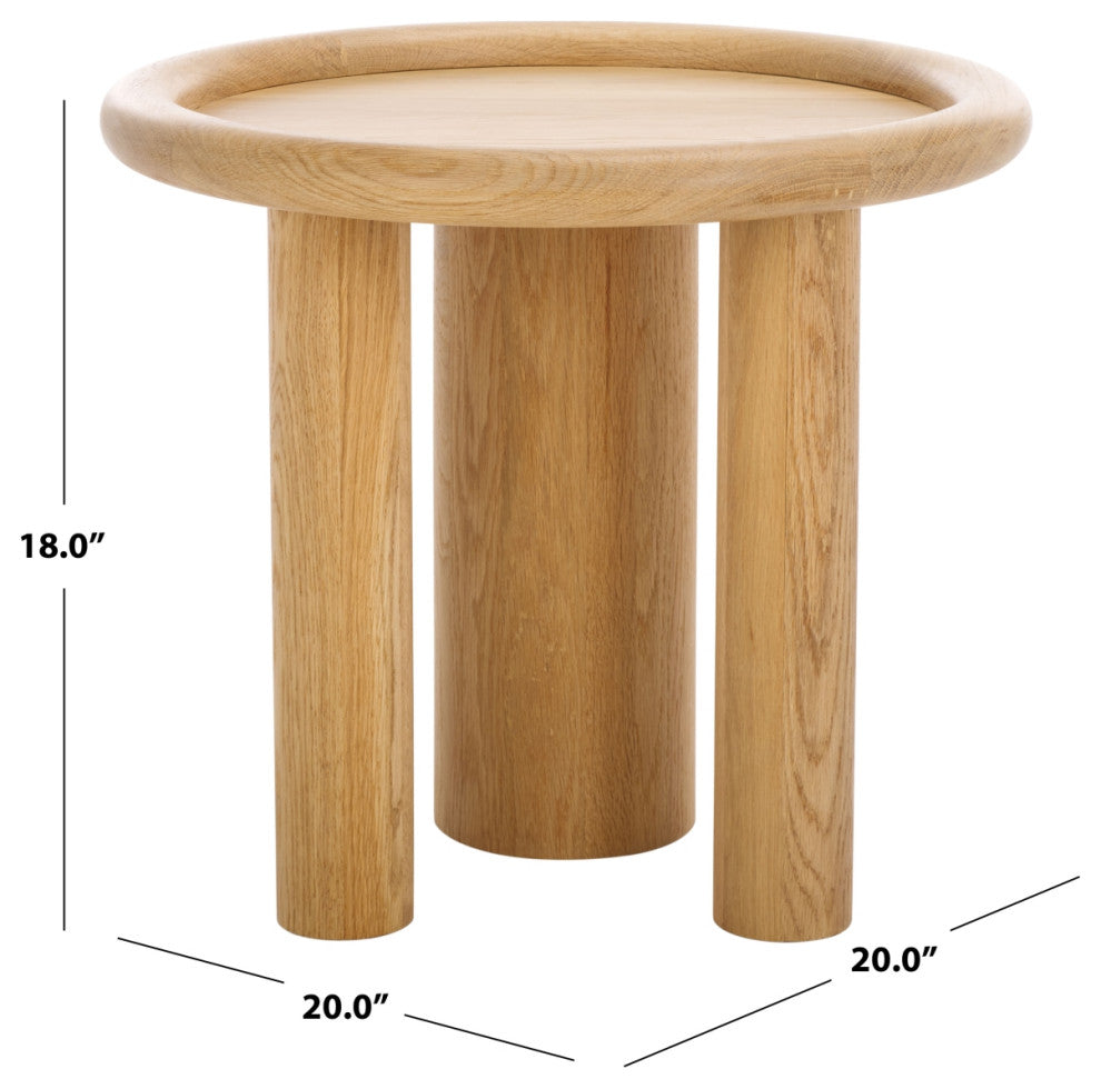 Safavieh Couture Madelynn Round Wood Accent Table, Natural