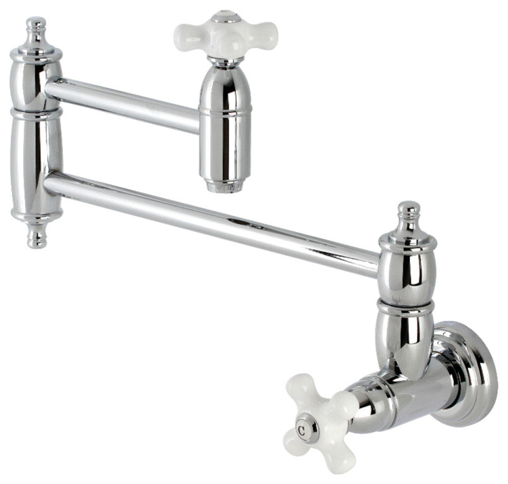 KS3101PX Restoration Two-Handle Wall Mount Pot Filler, Polished Chrome