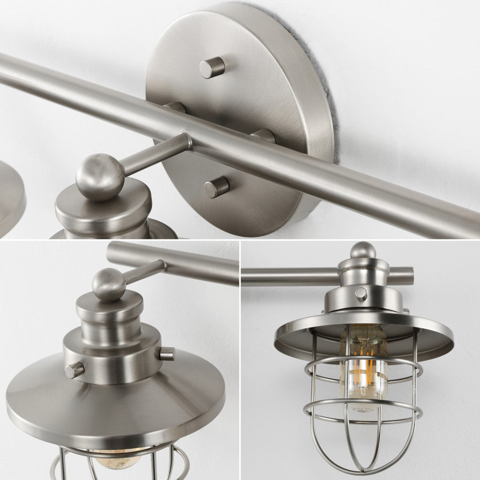 3-Light Industrial Vanity Light With Bathroom Hardware Accessory Set, 5-Piece