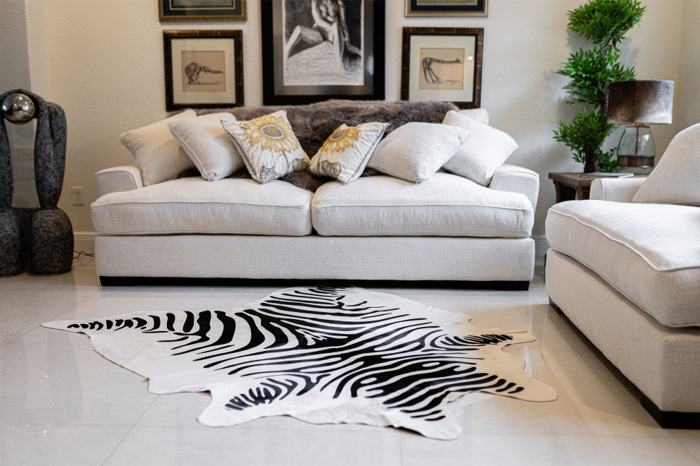 Luxury Cowhides Zebra Off White Cowhide Rug