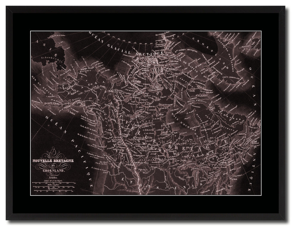 Canada Alaska Vintage Vivid Sepia Map Canvas, 28"x37"
