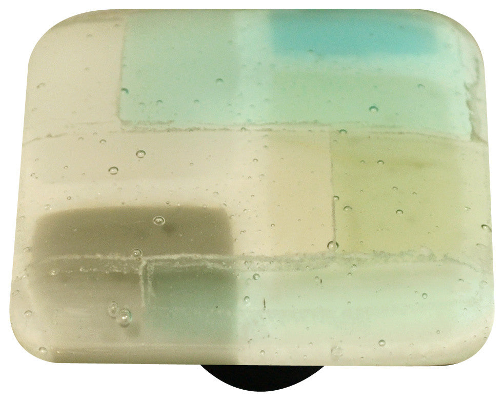 Art Glass Mosaic Knob, Black Post, Mosaic Winter