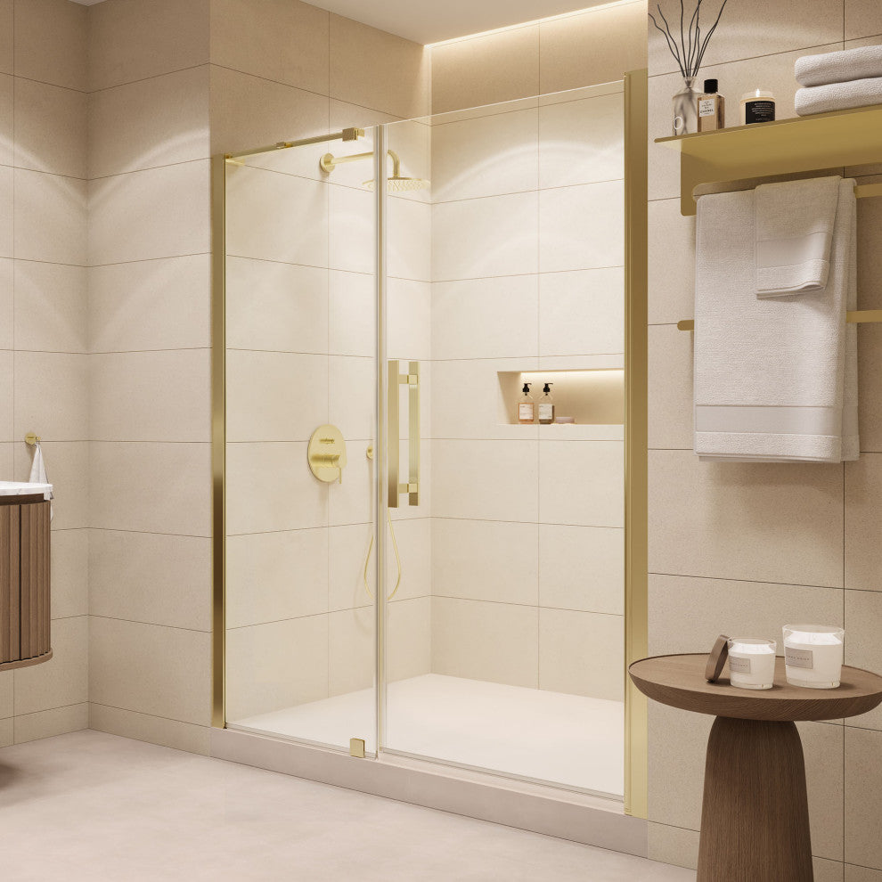 Pasadena 57 1/16-59 1/16"Wx72"H Alcove Pivot Shower Door Gold