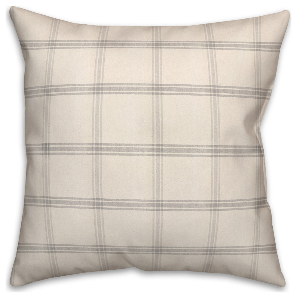 Gray Plaid Linen 18x18 Spun Poly Pillow