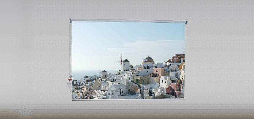 "Mykonos" Artwork, 6' Shade, Partial Sheer, Left