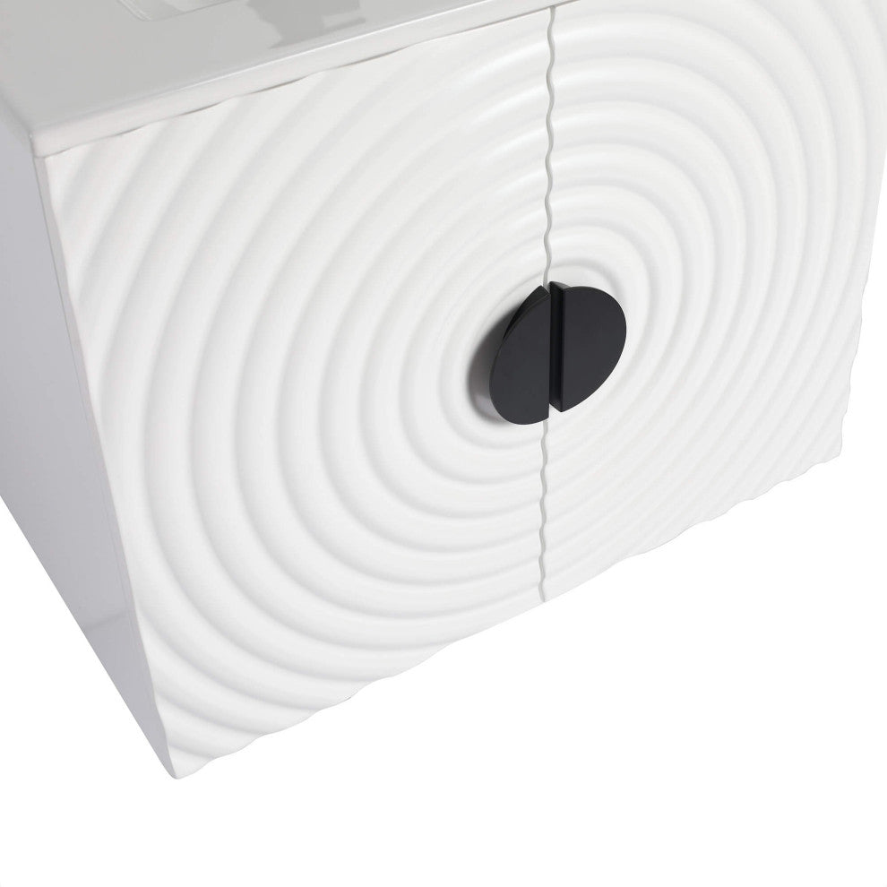 Pellabay Bath Vanity, Fluted Circular Doors Sink Included