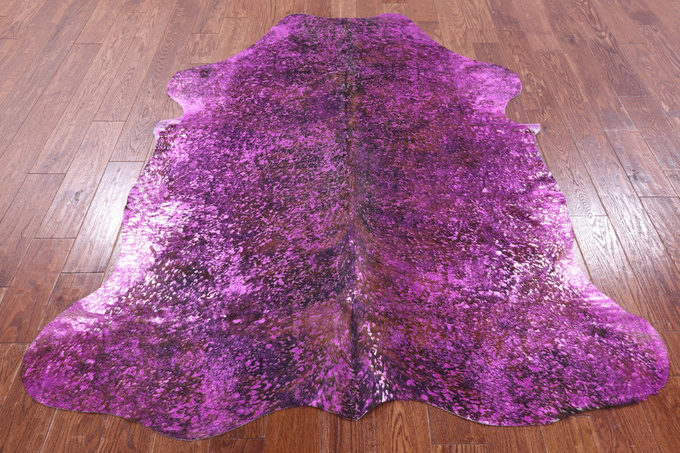 Pink Metallic Cowhide Rug 6' 4" X 5' 5" C2135