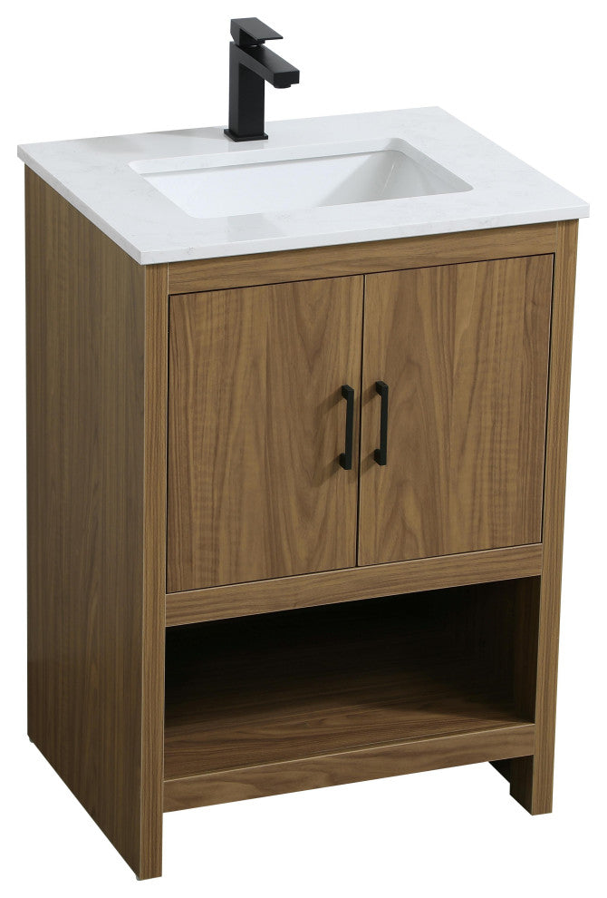 Home Living 24" Single Bathroom Vanity, Walnut Brown