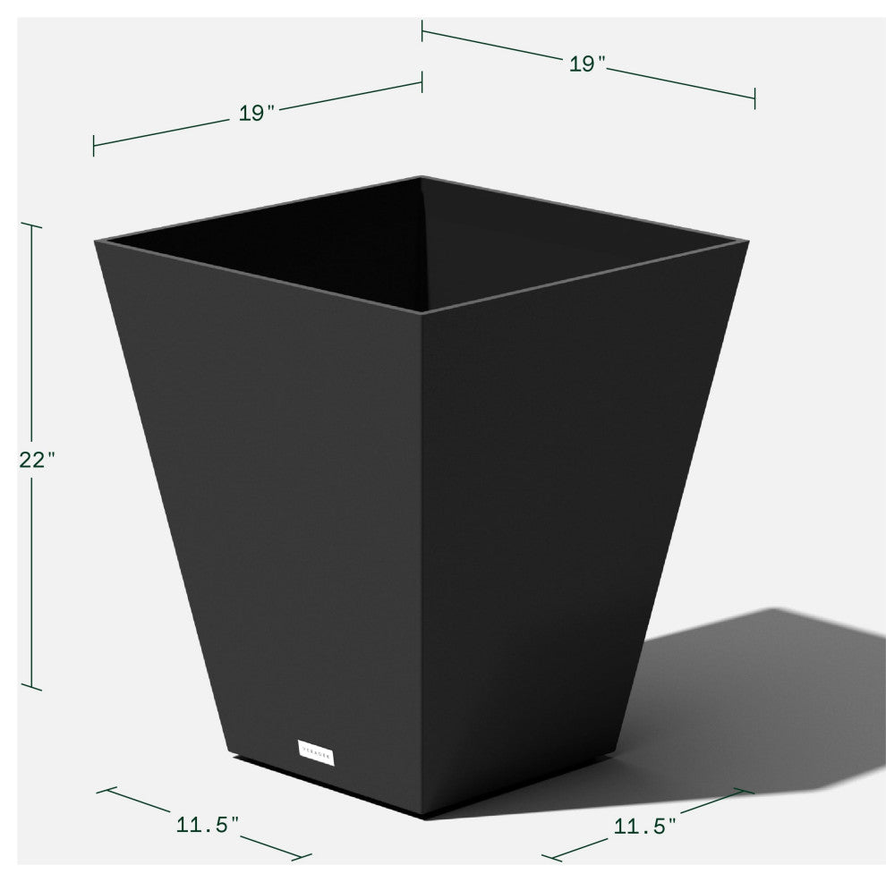 Nobleton Square Planter, Black, 22 Inch, 1 Pack