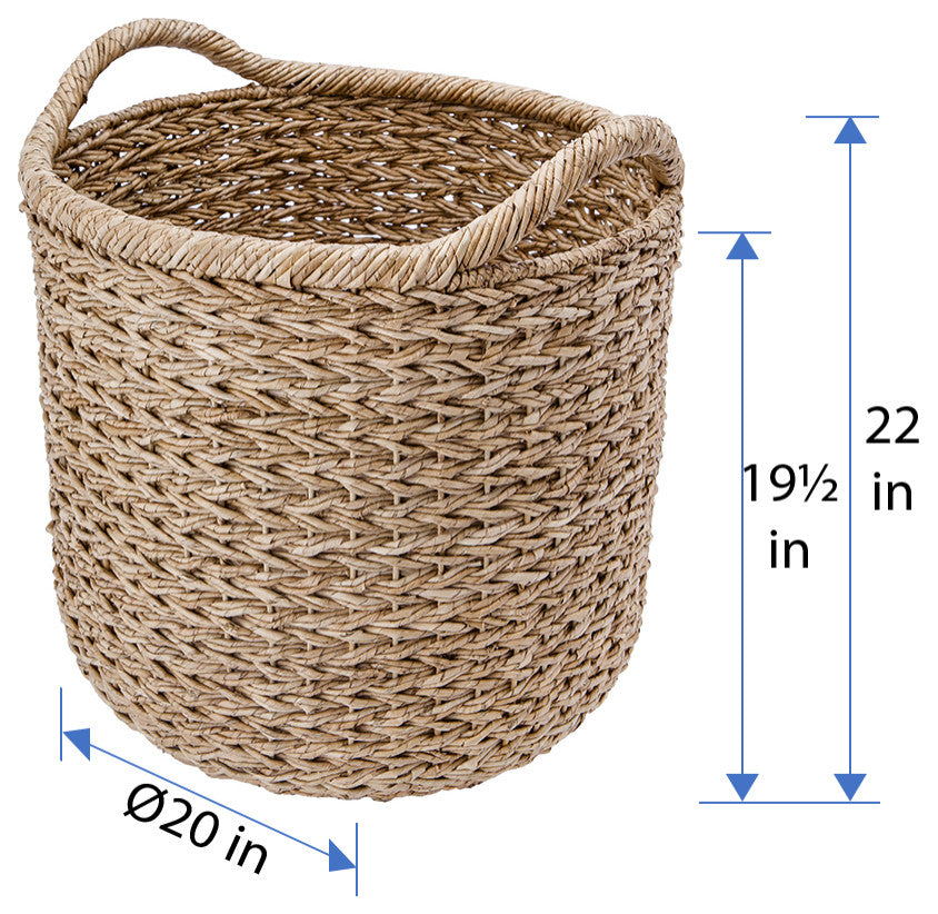 Extra Large Handwoven Decorative Storage Basket, Twisted Sea Grass