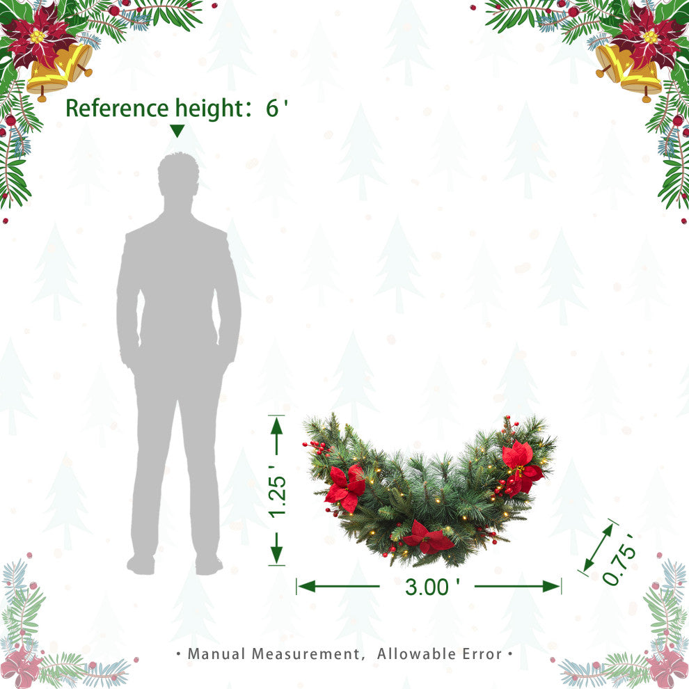 3' Pre-Lit Christmas Swag With Lights