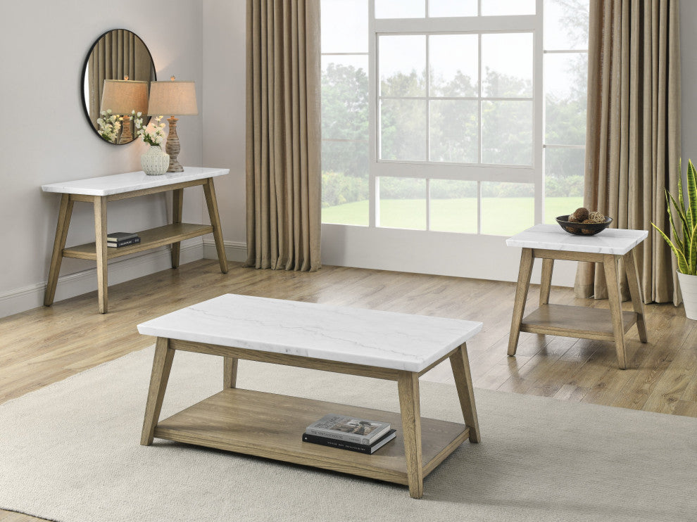 Vida White Marble Top Square End Table
