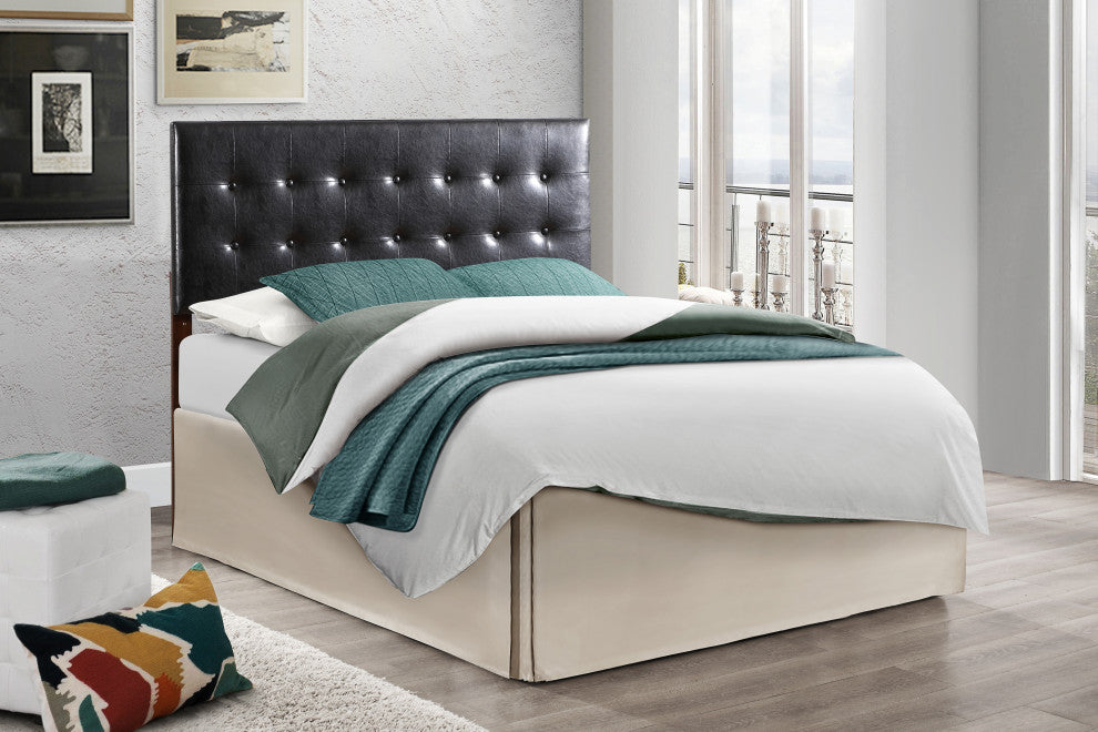Novo 2 Faux Leather Adjustable Headboard, Black, King