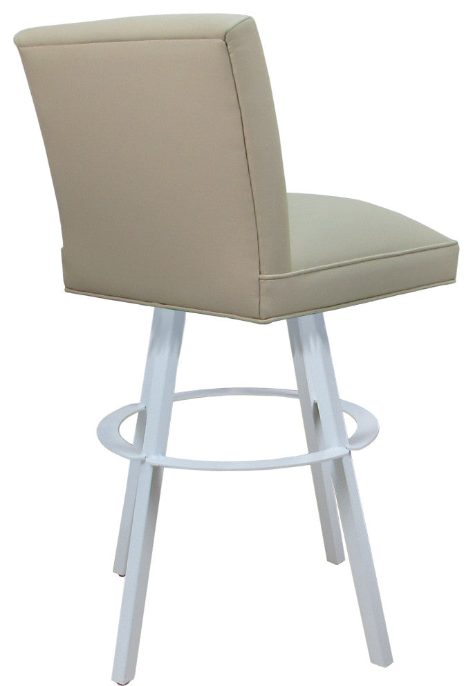 Swivel Sommerville Stool on Warren Base, Ocean Beige Vinyl - White, 26"