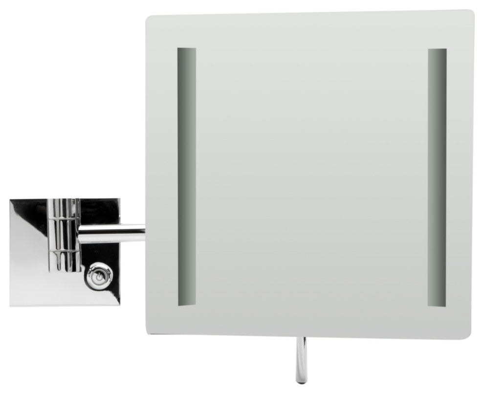 ALFI brand ABM8WLED-PC Polished Chrome Wall Mount Square 8" Mirror w/ Light