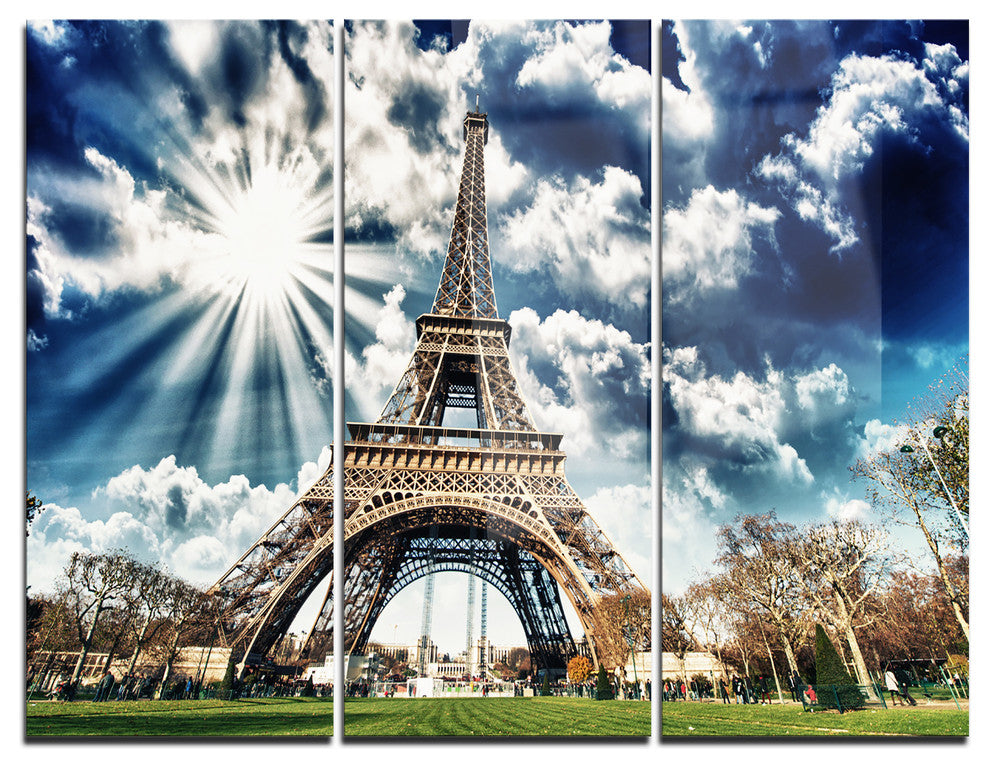 "Magnificent Eiffel Tower View" Photo Metal Wall Art, 3 Panels, 36"x28"