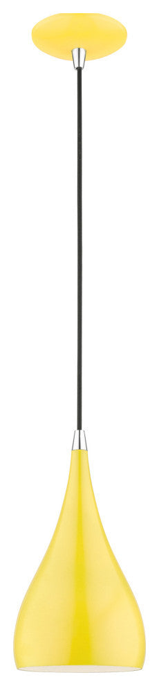 Amador 1 Light Shiny Yellow With Polished Chrome Accents Mini Pendant