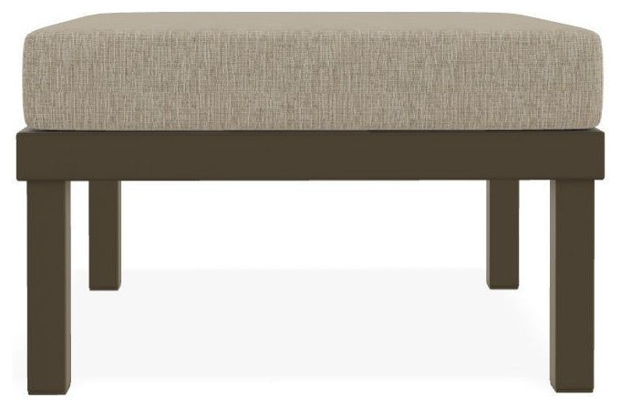 Larssen Cushion Deep Seating Outdoor Ottoman, Grasscloth Dune/Beachwood