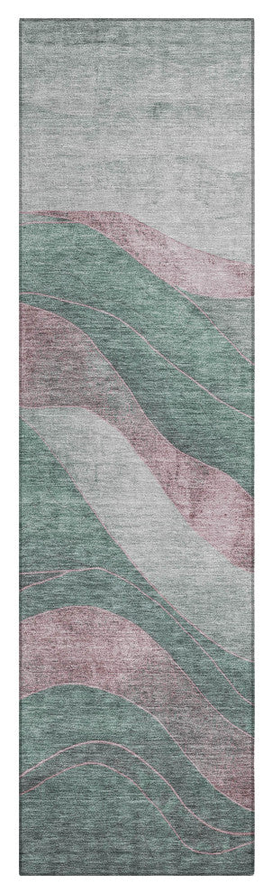 Machine Washable Indoor/Outdoor Chantille ACN1892 Sage 2'3" x 7'6" Runner Rug