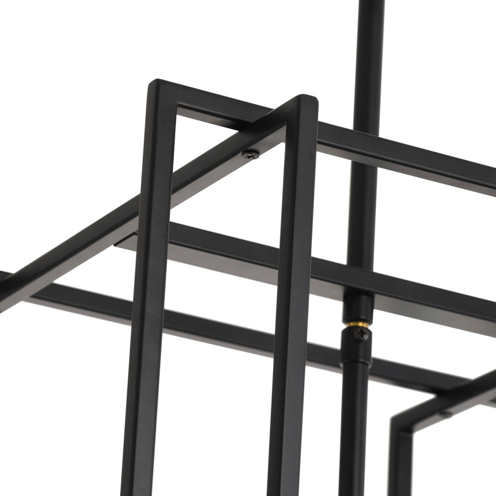 Industrial Matte Black 4-Light Metal Frame Candle Pendant Light