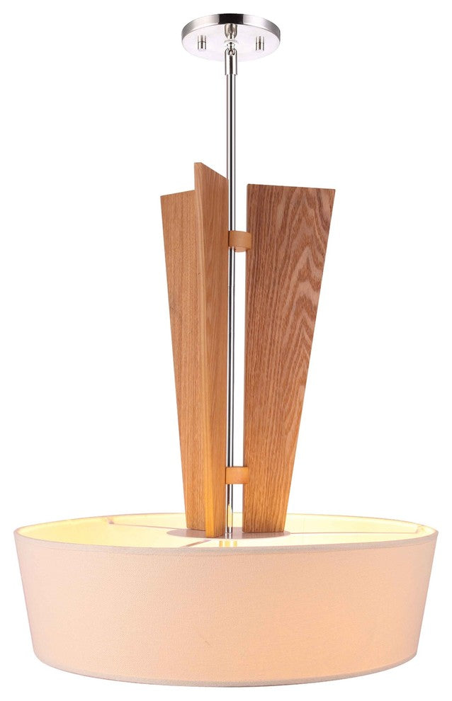 Angle 3-Light Wood and Tappered Shade Pendant