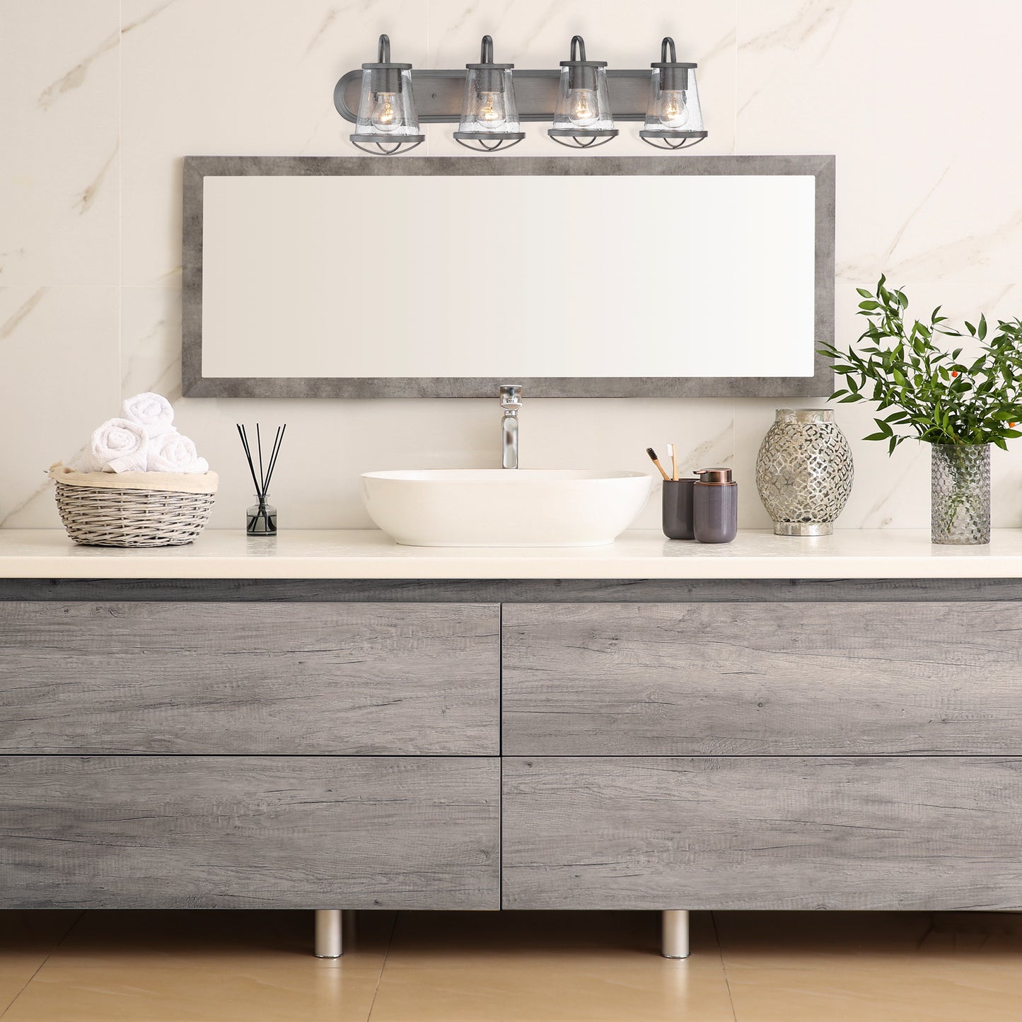 Darby 4-Light Bath Bar, Weathered Iron