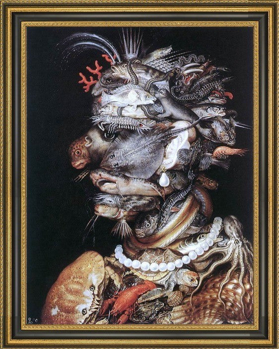 Giuseppe Arcimboldo The Water - 21" x 28" Framed Premium Canvas Print