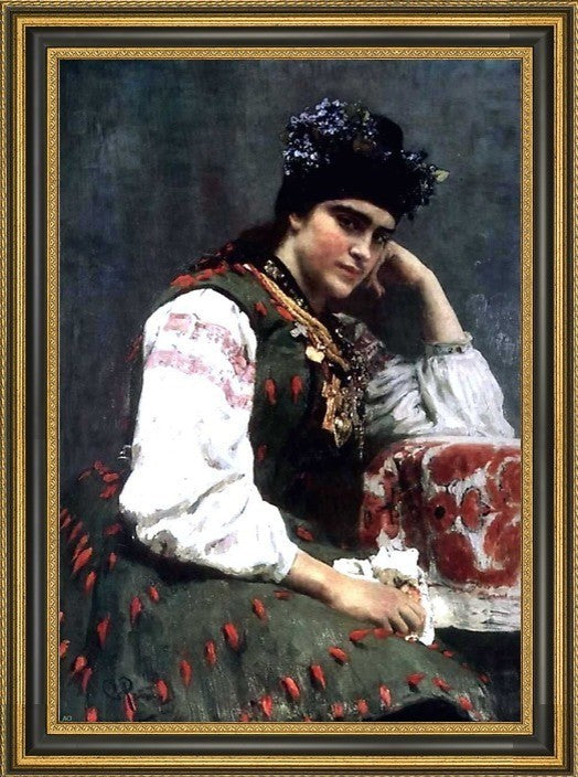 Ilia Efimovich Repin Portrait of Sophia Dragomirova Framed Canvas Print, 16"x24"