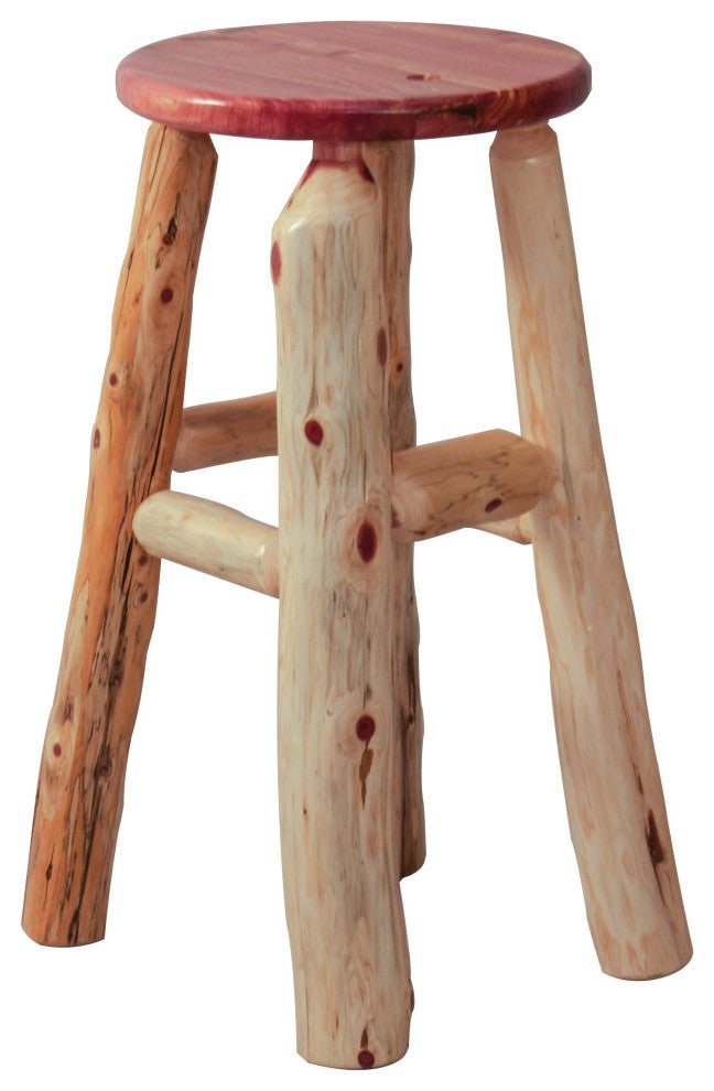 Red Cedar Log Barstool, 24 Inch