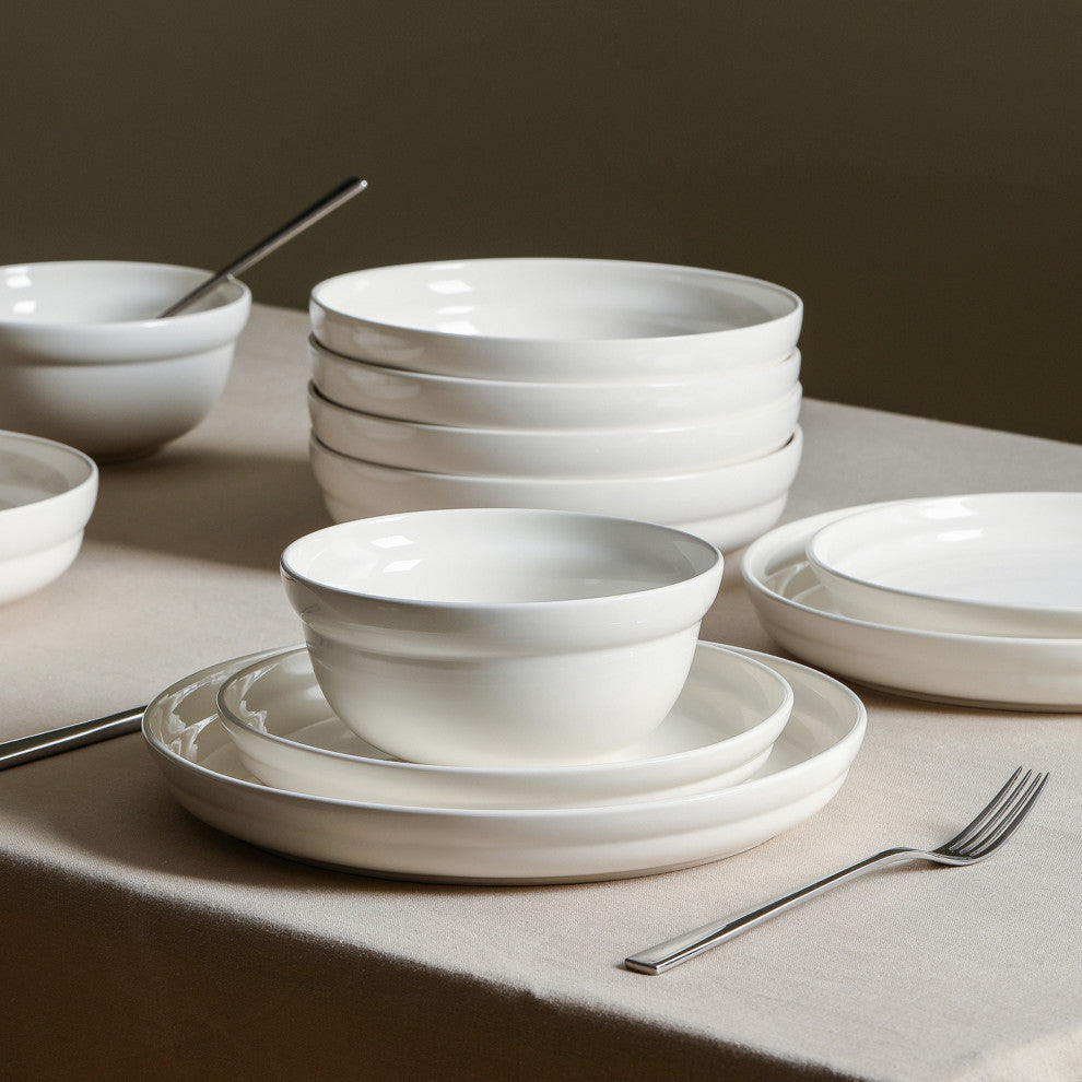 Stone Lain Virtuo Porcelain Bowl Set of 4, White