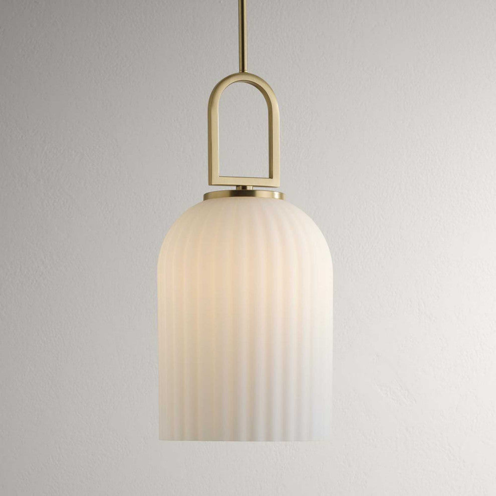 Stanza Collection One-Light New Traditional Pendant Light, Brushed Gold