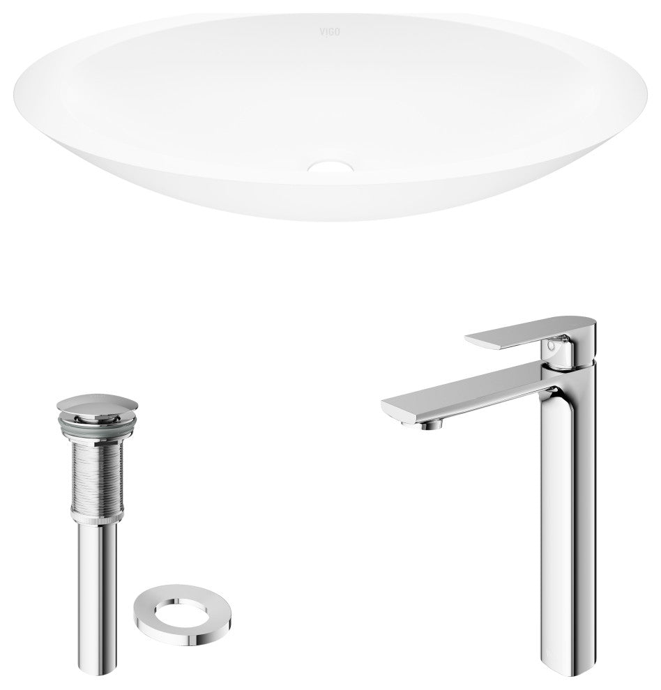 Wisteria 23"L x 14"W MatteStone Vessel Sink and Norfolk 11"H Faucet Set