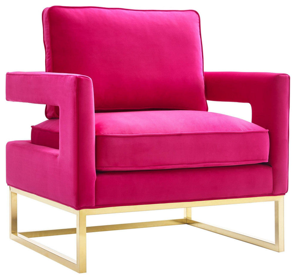 Avery Pink Velvet Chair With Polished Gold Base